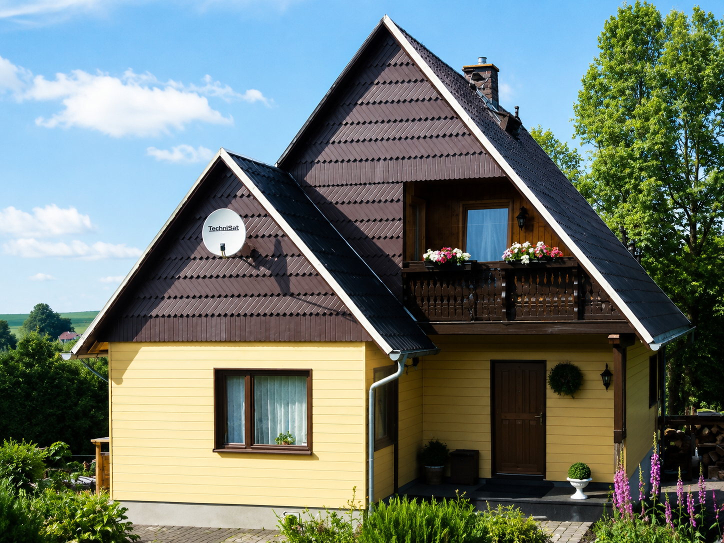 Holzhaus in skandinavischem Stil mit erzgebirgischen Holzschindeln